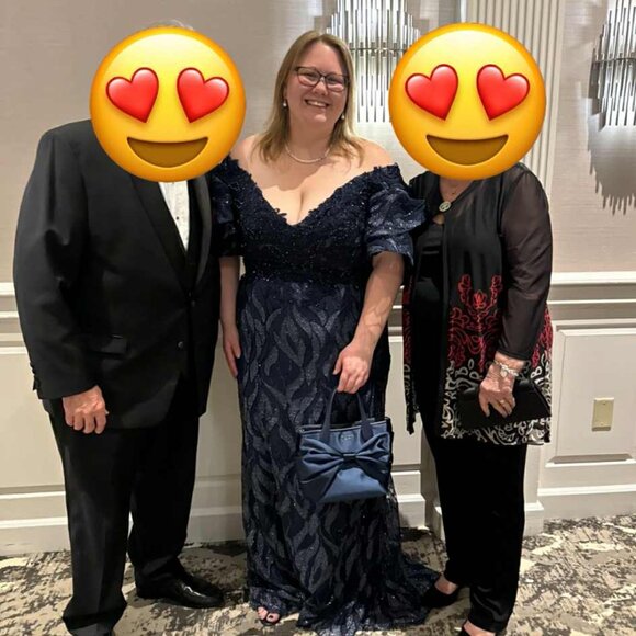 Elegant Deep Blue Evening Dress Plus Size - Picture 7 of 7